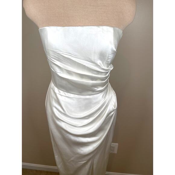 Sau Lee Priyanka Ivory White Strapless Ruched Satin Maxi Dress Size 6 - Picture 6 of 12